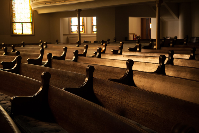 A church full of empty pews.